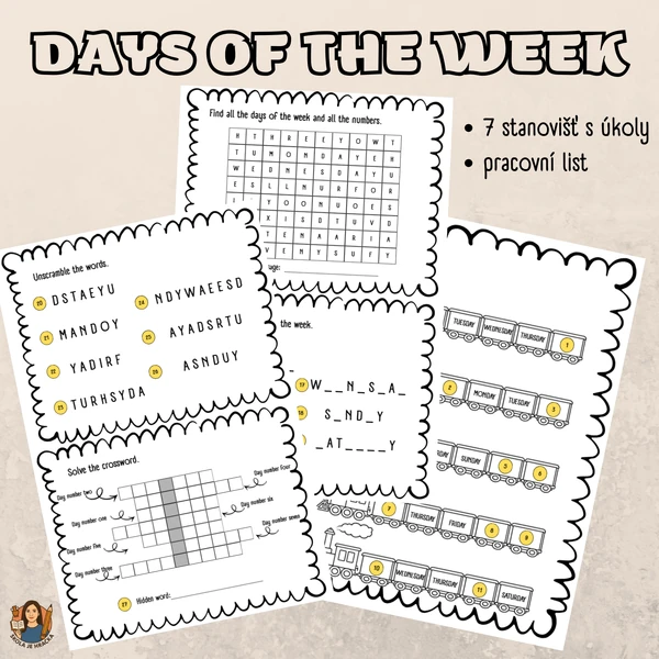 Days of the week - stanoviště, pracovní list