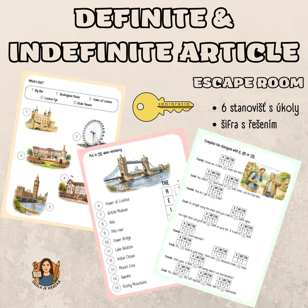 Definite and indefinite article - escape room