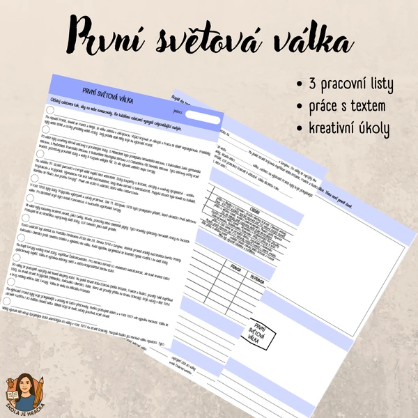 První světová válka - pracovní listy