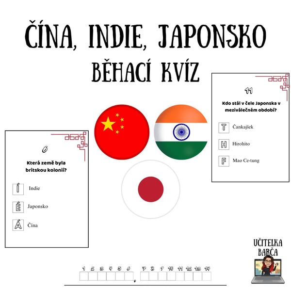 Běhací kvíz - Čína, Indie, Japonsko