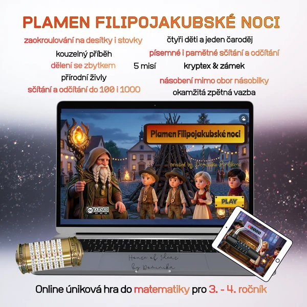 Plamen filipojakubské noci - online úniková hra do matematiky