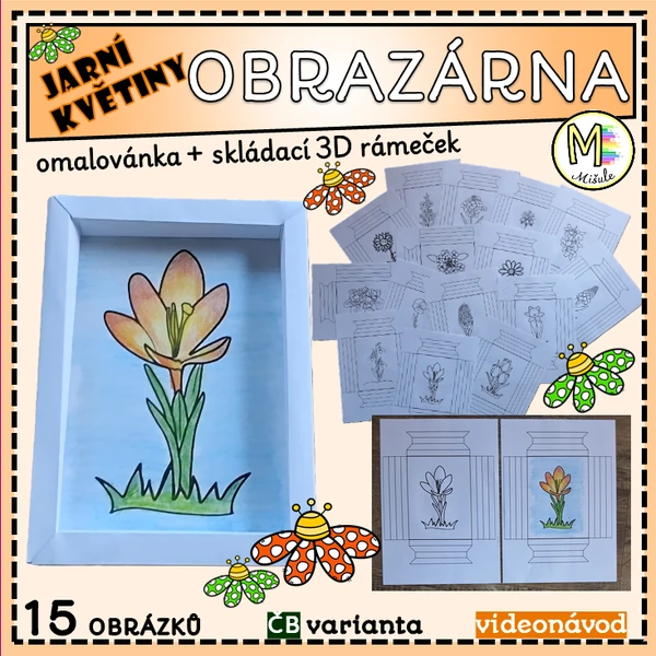 OBRAZÁRNA - JARNÍ KYTKY - OMALOVÁNKA + 3D RÁMEČEK