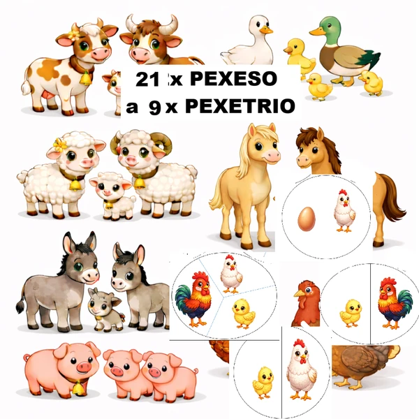 Pexeso a pexetrio - zvířata ze statku