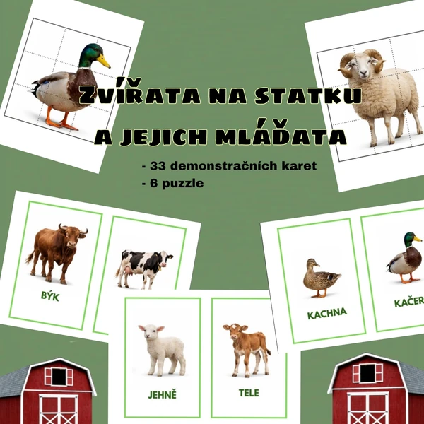 Zvířátka na statku a jejich mláďata 