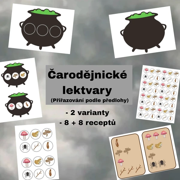 Čarodějnické lektvary - přiřazování podle vzoru