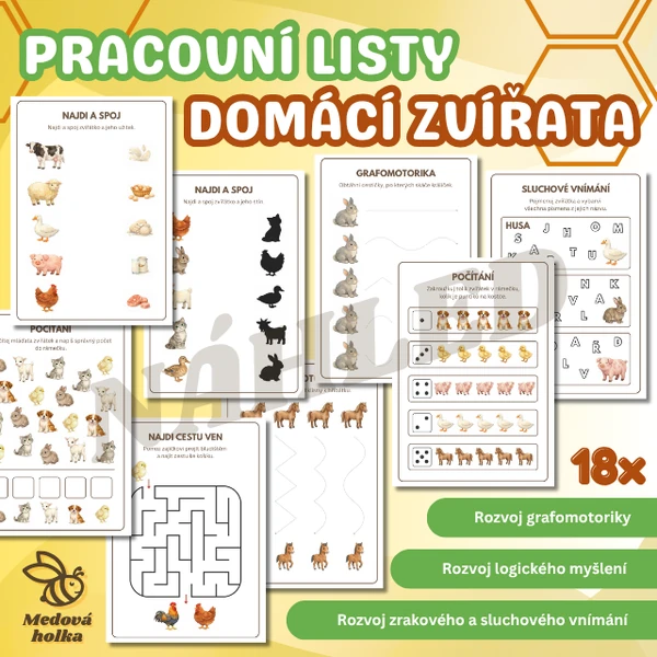 Pracovní listy - Domácí zvířata (farma)