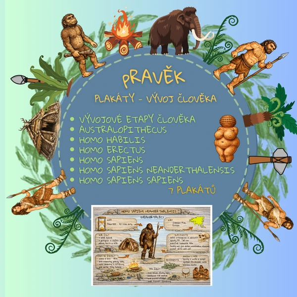 Pravěk - plakáty vývoj člověka