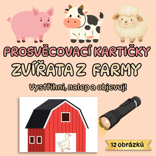 PROSVĚCOVACÍ KARTIČKY - ZVÍŘATA Z FARMY 