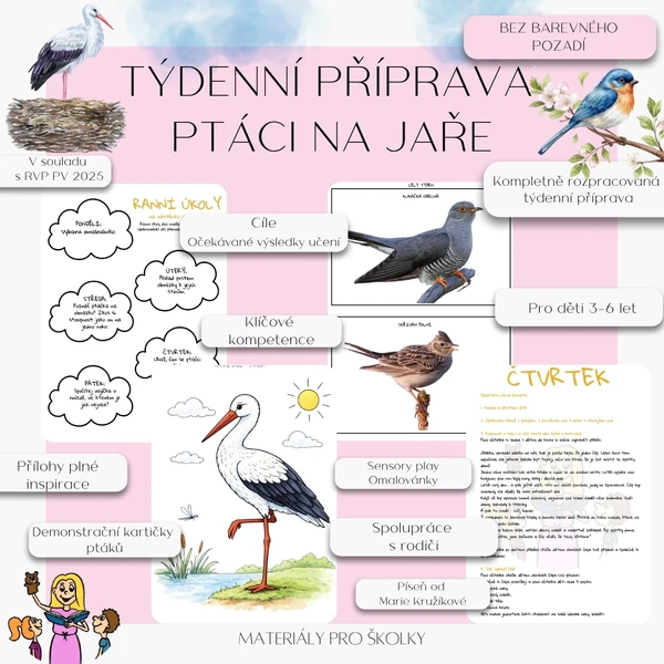 Týdenní příprava - Ptáci na jaře (bez barevného pozadí)