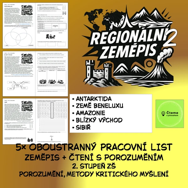 Regionální zeměpis svět 2 - 5 oboustranných PL na čtení s porozuměním