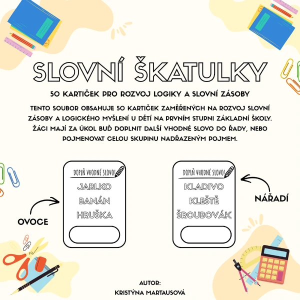 Slovní škatulky - 50 kartiček pro rozvoj logiky a slovní zásoby