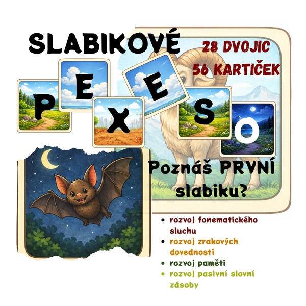Slabikové pexeso - sluchové vnímání první slabika