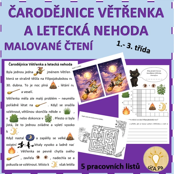 ČARODĚJNICE VĚTŘENKA A LETECKÁ NEHODA - MALOVANÉ ČTENÍ