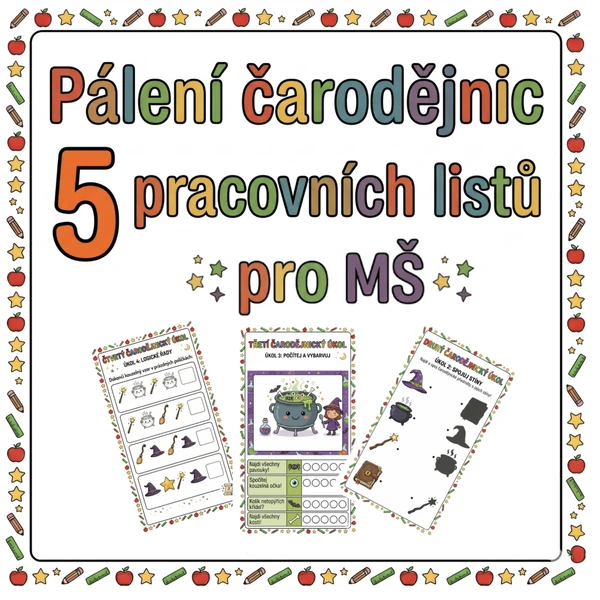 Pálení čarodějnic pro MŠ - 5 pracovních listů