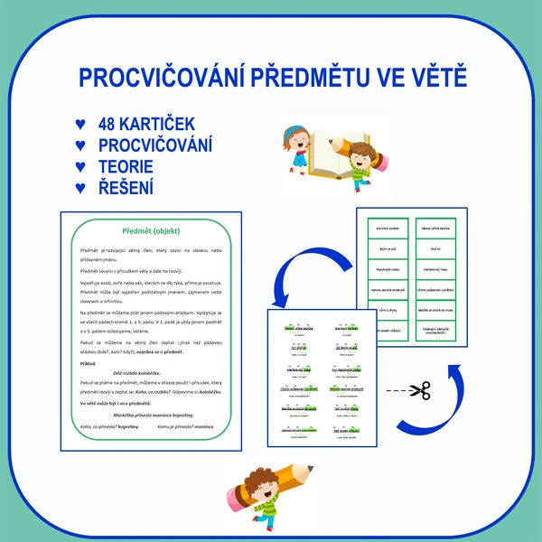 PROCVIČOVÁNÍ PŘEDMĚTU VE VĚTĚ – KARTIČKY