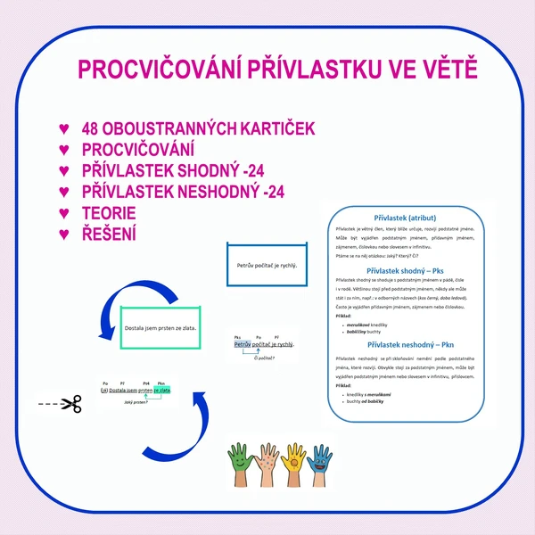 PROCVIČOVÁNÍ PŘÍVLASTKŮ VE VĚTĚ – KARTIČKY