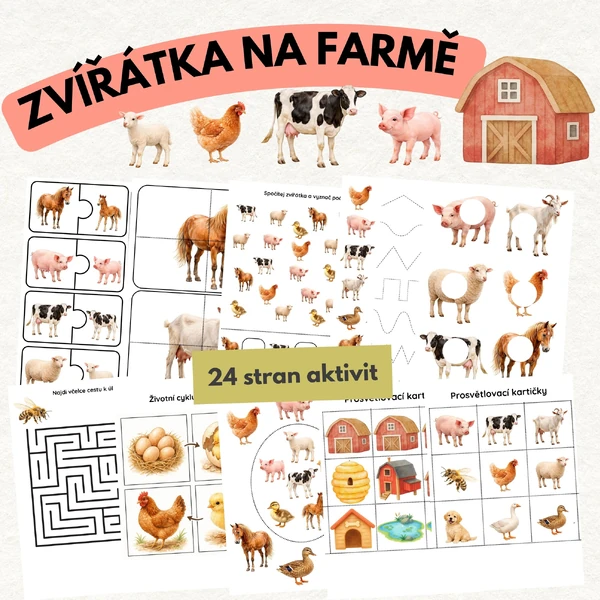 Zvířátka na farmě - velký soubor aktivit