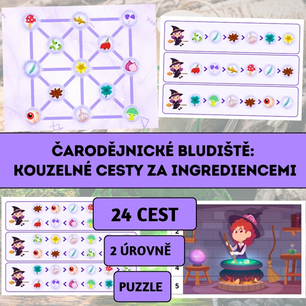 Čarodějnické bludiště: Kouzelné cesty za ingrediencemi