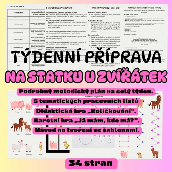 TÝDENNÍ PŘÍPRAVA: Na statku u zvířátek (34 stran)