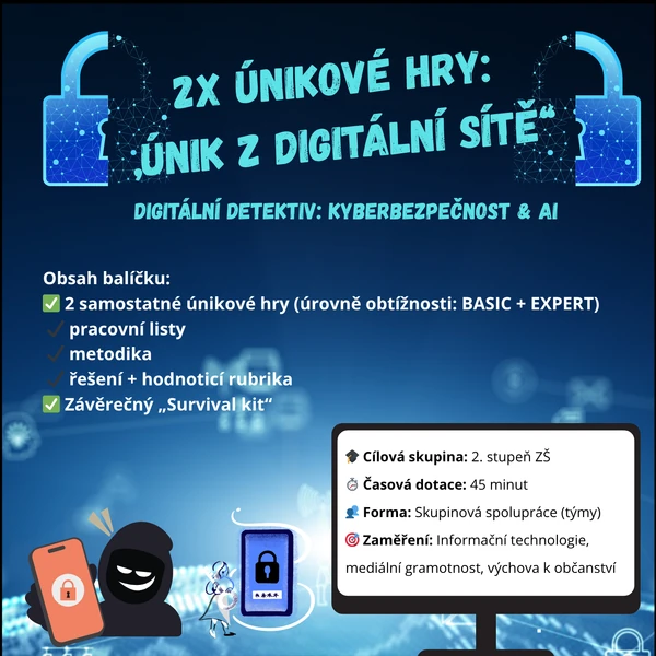 2x ÚNIKOVÁ HRA: DIGITÁLNÍ DETEKTIV KYBERBEZPEČNOST & AI (BASIC + EXPERT)