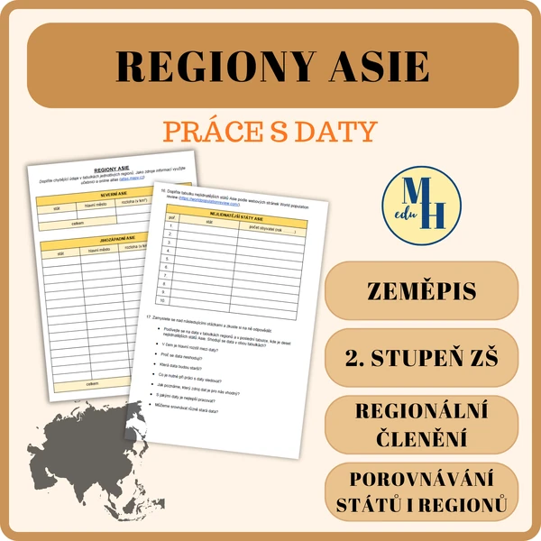 Regiony Asie - práce s daty