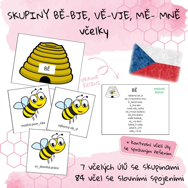 Skupiny bě-bje, vě-vje, mě-mně, pě - včelky