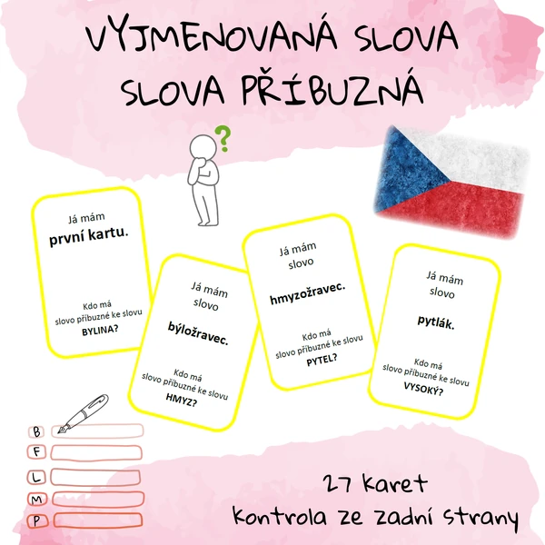Vyjmenovaná slova - slova příbuzná (Já mám, kdo má)