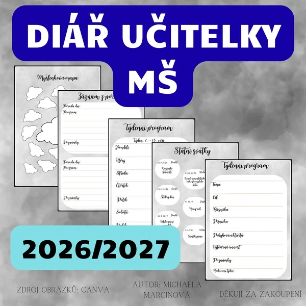 Učitelský diář 2026/2027 - Zápisník pro učitelky MŠ