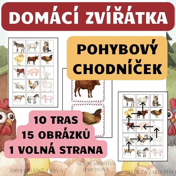 DOMÁCÍ ZVÍŘÁTKA - pohybový chodníček
