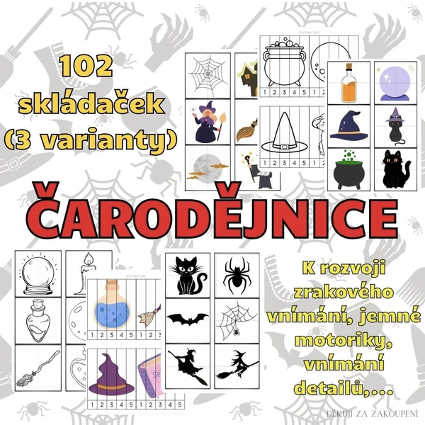 ČARODĚJNICE - 102 skládaček (3 varianty)