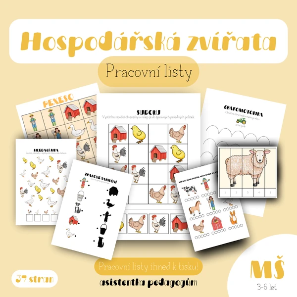 Hospodářská zvířata - Pracovní listy