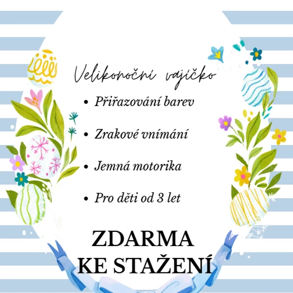 Velikonoční vajíčko pro nejmenší - přiřazování barev. Materiál zdarma ke stažení.