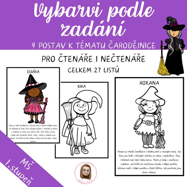 ČARODĚJNICE - vybarvi podle zadání