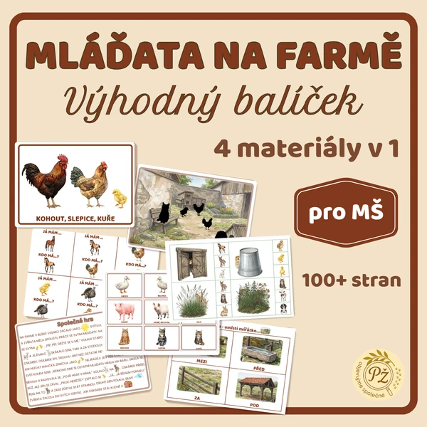 Mláďata na farmě - VÝHODNÝ BALÍČEK - Soubor plný aktivit k zábavnému učení o hospodářských a domácích zvířatech
