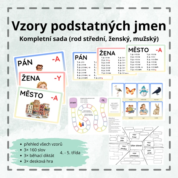 Vzory podstatných jmen - sada