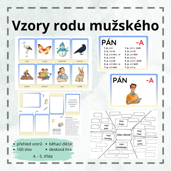 Vzory rodu mužského - kartičky