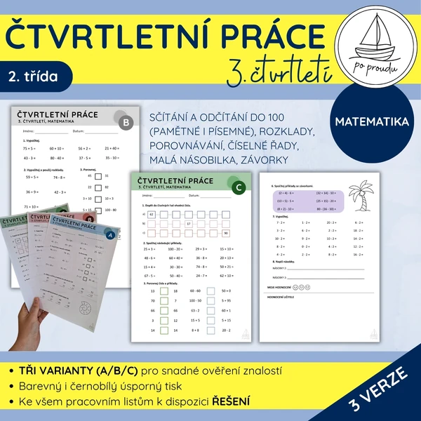 Čtvrtletní práce z matematiky | 3. čtvrtletí (2. třída)