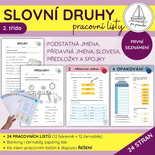 Slovní druhy pro 2. třídu | přehledné pracovní listy