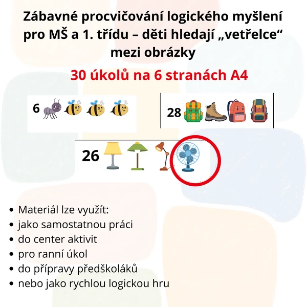 Najdi, co tam nepatří – 30 úkolů (logika a pozornost)