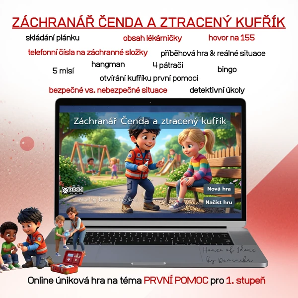 Záchranář Čenda a ztracený kufřík -online hra na téma "první pomoc a bezpečnost"