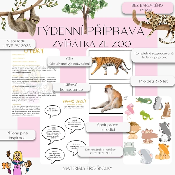 Týdenní příprava - Zvířátka ze ZOO (bez barevného pozadí)