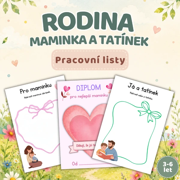Rodina - maminka a tatínek, pracovní listy