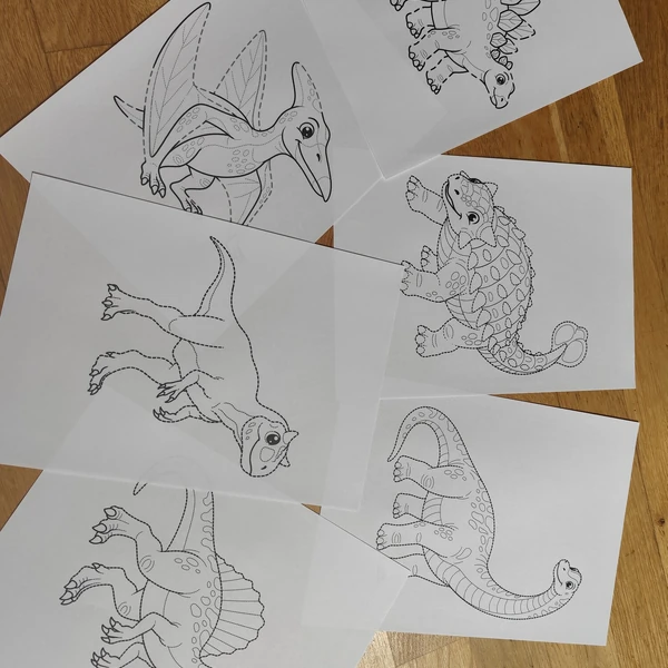 Dinosauří kooperativní - spojovací omalovánky 