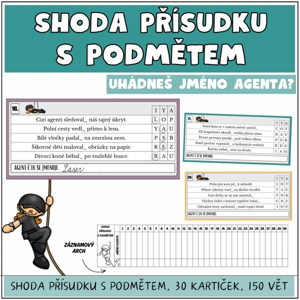 Shoda přísudku s podmětem - Uhádneš jméno agenta?