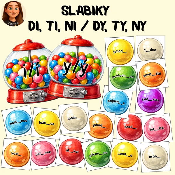 Slabiky di, ti, ni x dy, ty, ny - žvýkačkomaty