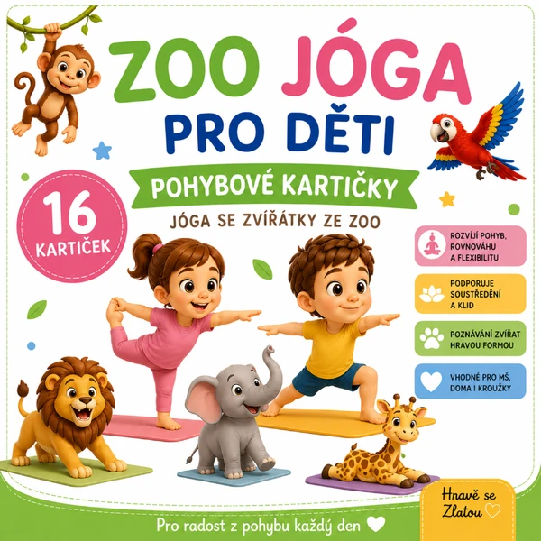 Zoo jóga pro děti – 16 pohybových kartiček