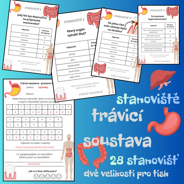 Trávicí soustava - 28 stanovišť (+ pracovní list a výsledky)