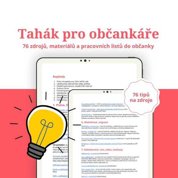 Tahák pro občankáře: 76 tipů na materiály, zdroje a pracovní listy do občanky
