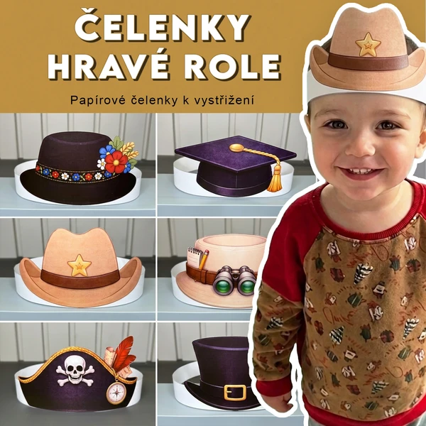 Čelenky hravé role - sada 6 čelenek