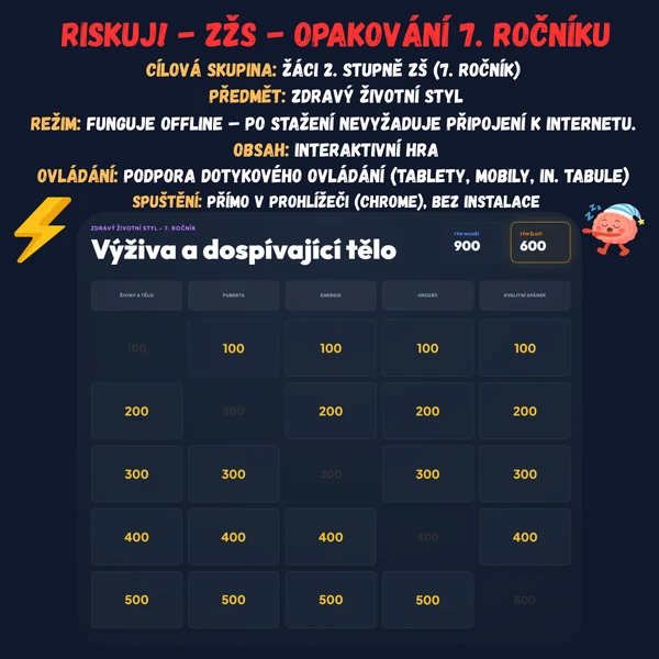 Riskuj! - Zdravý životní styl - Opakování 7. ročníku